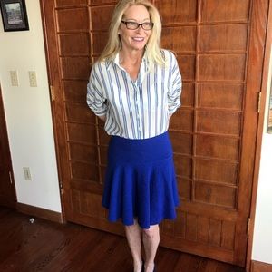 Royal blue mini skirt with wide waistband